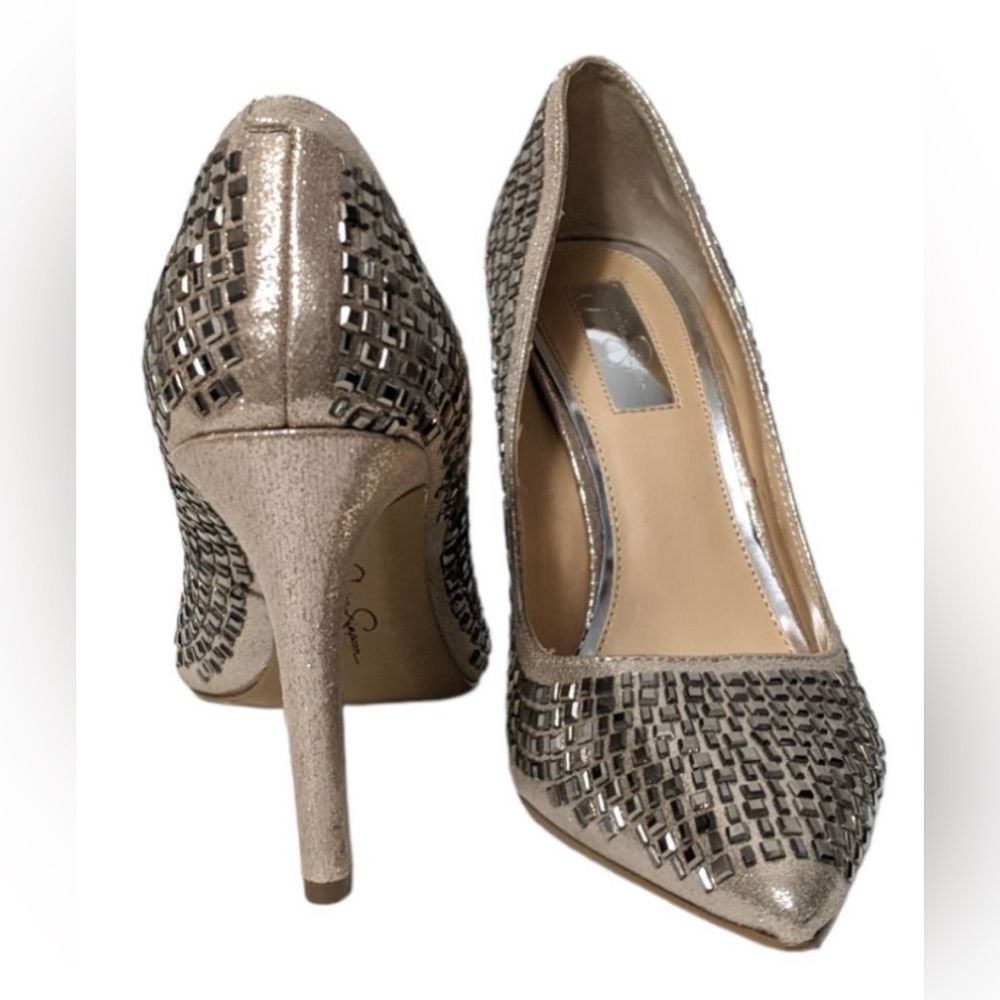 Jessica Simpson Claya Metal Pump Gold Pewter 8.5 - Picture 4 of 13